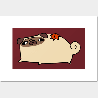 Fall Leaf Pug Posters and Art